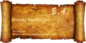 Bondy Agnéta névjegykártya